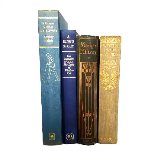 Decorative Collection: Four Blue Weathered Books Price Drop